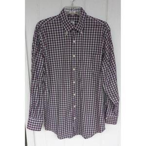 Men's PETER MILLAR Long Sleeve Button Down Checked Cotton Shirt Size Medium
